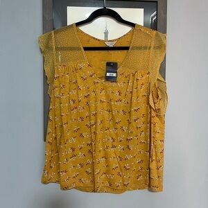 Lucky Brand Mustard Floral Blouse